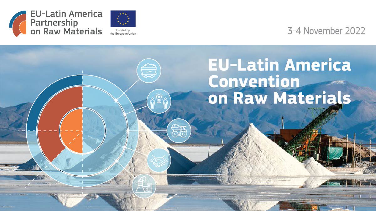 Do you want to learn how #RawMaterials🪨⛏️ can help the #CleanEnergy🔋⚡️ transition in the #EU and #LatinAmerica? 📅Join us 3-4 November at the EU-Latin America Convention on Raw Materials 2022! Register here👇 mineralplatform.eu/events/eu-lati…