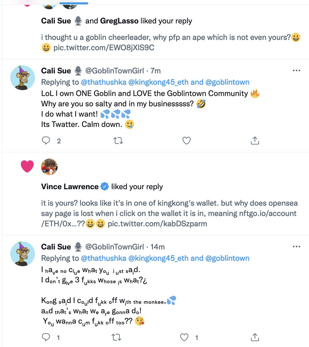 sue, you can't run away. we can play dis 100 times from 100 different accounts, just more ppl will see your nonsense :) almost forgot: nftgo.io/account/ETH/0x…