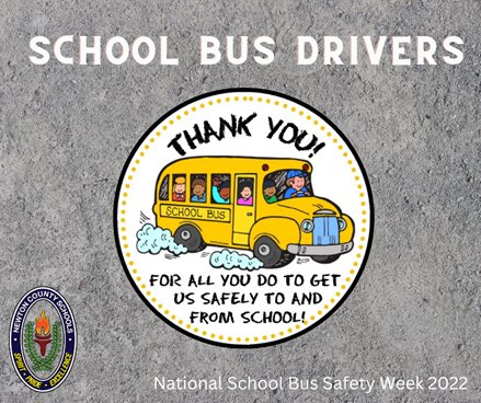 We appreciate our school bus drivers for safely transporting our students! 🚌 Great job! National School Bus Safety Week 2022 - keeping school bus safety at the forefront. #ncssbethebest #nsbsw2022 #schoolbussafety
