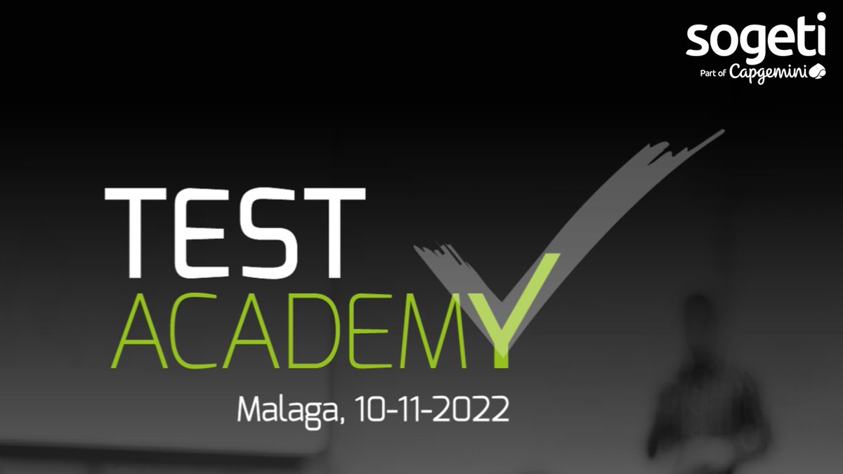 SogetiSpain's tweet photo. 🚀 El 10 de noviembre, ¡vente al Test Academy de #Málaga 2022! 🚀 Estas jornadas de @nexo_qa, patrocinadas por #SogetiSpain, abarcan, con un enfoque práctico, una amplia gama de tendencias sobre #QA y #Testing. ¡Compra tu entrada aquí! ⬇
https://t.co/y4l9WRglKN https://t.co/tUjzPS0Ir4