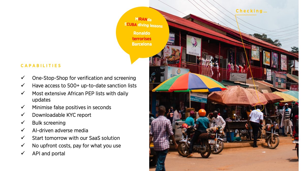 LaboremusUganda's tweet photo. We ended our session by showing how we have solved the issues of AML/PEP screening. 

Our solution has the following capabilities: https://t.co/VsYIbDUy1n