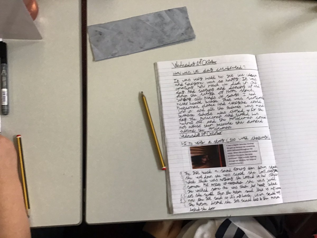 ABCPschool's tweet photo. #class56P are using their writing features (using simple, compound and complex sentences and fronted adverbials) to continue a story. They have free reign on what genre it is, who the characters are & what ending they want. The only catch is they have 100 words to use! #ABEnglish https://t.co/XEC6aOS1rk