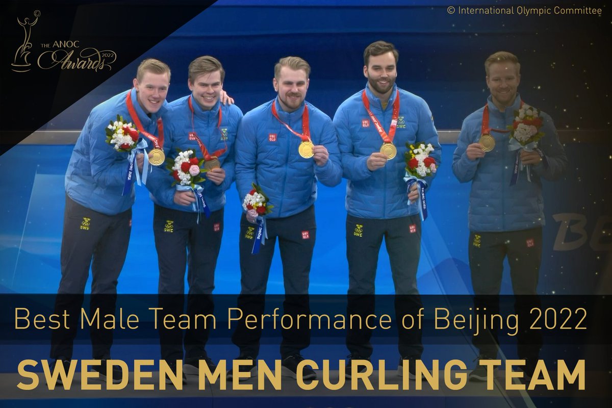 Congratulations to Sweden's Men's Curling Team on winning the Best Male Team Performance of Beijing 2022! #ANOCAwards2022