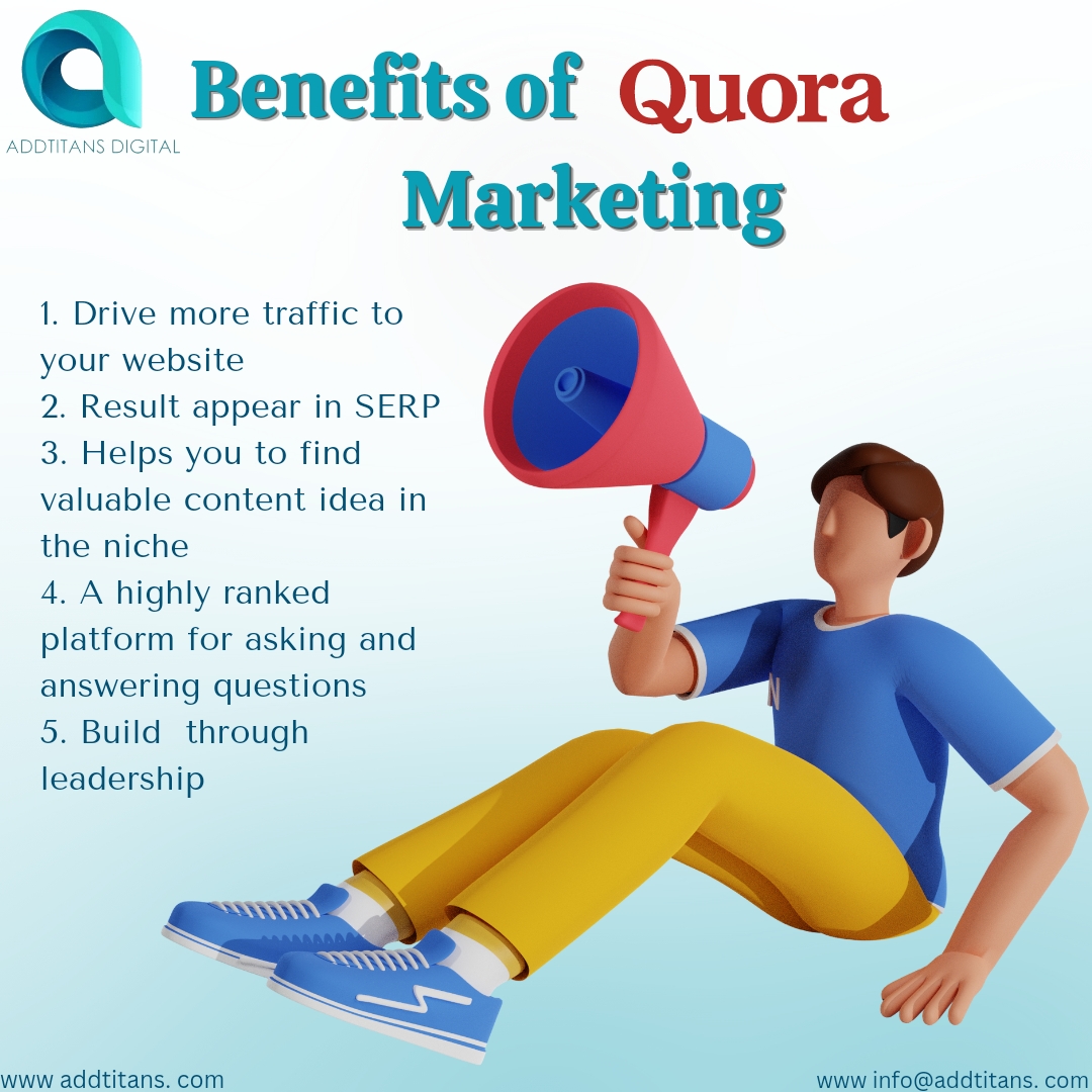 addtitans's tweet photo. Benefits of #Quora marketing 
1. Drive more traffic to your website
2. Result appear in SERP
3. Helps you to find valuable content idea in the niche 
4. A highly ranked platform for asking and answering questions
5. Build thought leadership

𝐅𝐨𝐥𝐥𝐨𝐰 𝐮𝐬 @addtitans 

#quora https://t.co/jm9giduWKe