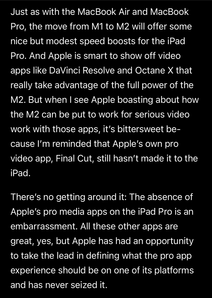 On the absence of Apple's pro apps on iPad from <a href="/jsnell/">Jason Snell</a>   sixcolors.com/post/2022/10/t…