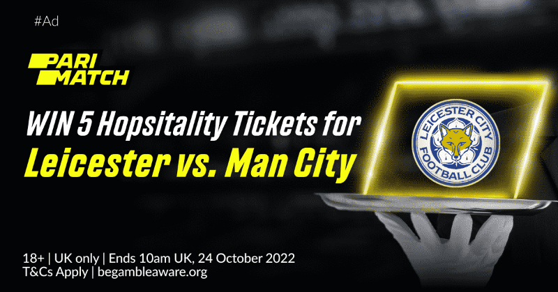 ParimatchUK's tweet photo. 🎟️ 2 x 5 Leicester City tickets up for grabs!

We're teaming up with @LCFC to give YOU the chance to WIN 5 hospitality tickets to Leicester vs. Man City, 29th October!

To enter:
📲 Follow @ParimatchUK
🔁 Retweet this post
💬 Reply with #ParimatchLCFC

T&amp;Cs Apply.

#LCFC