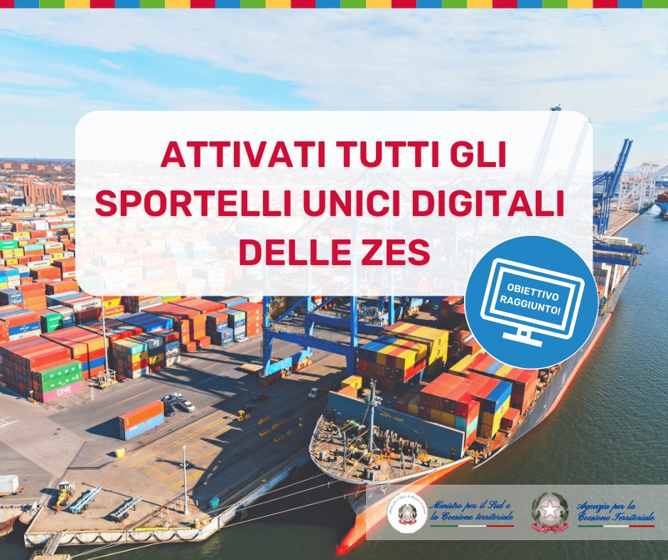 ✅ È attivo lo Sportello Unico Digitale della #ZES #Sardegna.
⚓️ Si completa così il percorso di riforma delle #ZoneEconomicheSpeciali previsto dal #PNRR.
💡 Le imprese possono investire in maniera facile, veloce e conveniente.
Scopri le otto ZES 👉 bit.ly/3s4RByX
