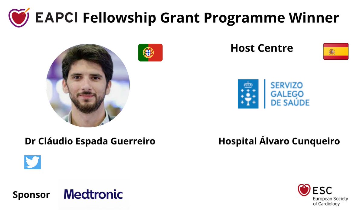 EAPCIPresident (@eapcipresident) on Twitter photo 🏆 Congratulations to Dr Cláudio Espada Guerreiro 2022 #EAPCI Fellowship Grant Programme Winner 🏆
#EAPCI Education and Training Grants provide specialised education and training in Interventional Cardiology in a centre of excellence
<a href="/tk_rudolph/">Tanja Rudolph</a> <a href="/JEscaned/">Javier Escaned</a> 🏆 Congratulations to Dr Cláudio Espada Guerreiro 2022 #EAPCI Fellowship Grant Programme Winner 🏆
#EAPCI Education and Training Grants provide specialised education and training in Interventional Cardiology in a centre of excellence
<a href="/tk_rudolph/">Tanja Rudolph</a> <a href="/JEscaned/">Javier Escaned</a>