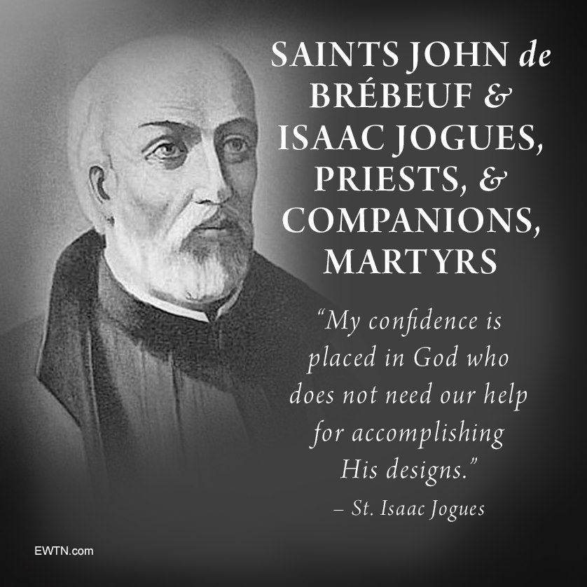 Today we honor the North American Martyrs - Jesuit missionaries who were put to death while evangelizing in what now is Canada and New York State. catholicnewsagency.com/saint/the-nort…