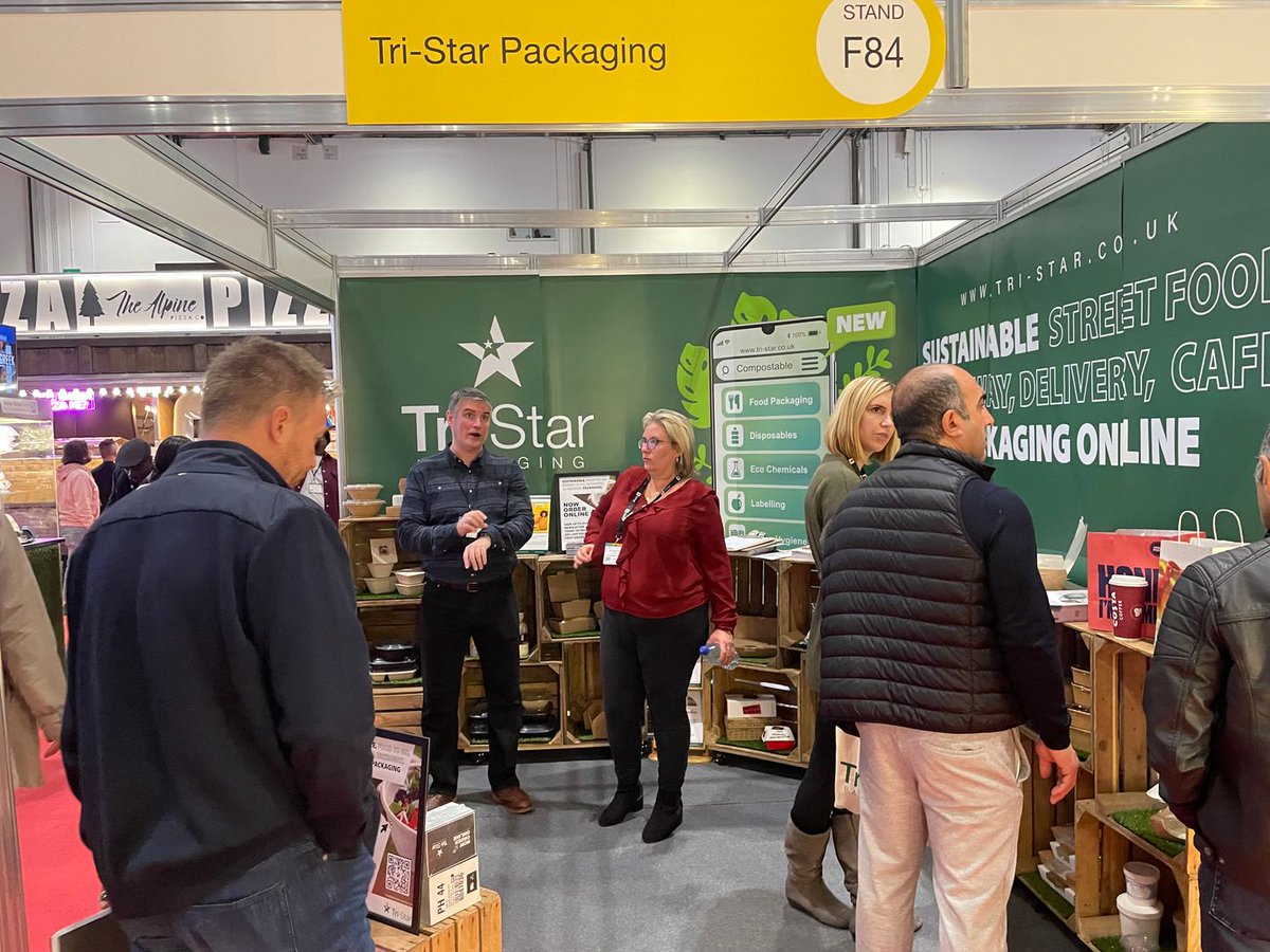 TriStar_Pkg's tweet photo. We are exhibiting at the @streetfoodexpo at @excellondon ! Come visit us at stand F84 to get 20% off your first online order!

At 2pm at key note 1, Justin Turquet our head of sustainability, will be speaking about responsible packaging. https://t.co/pDIw1nDVd2