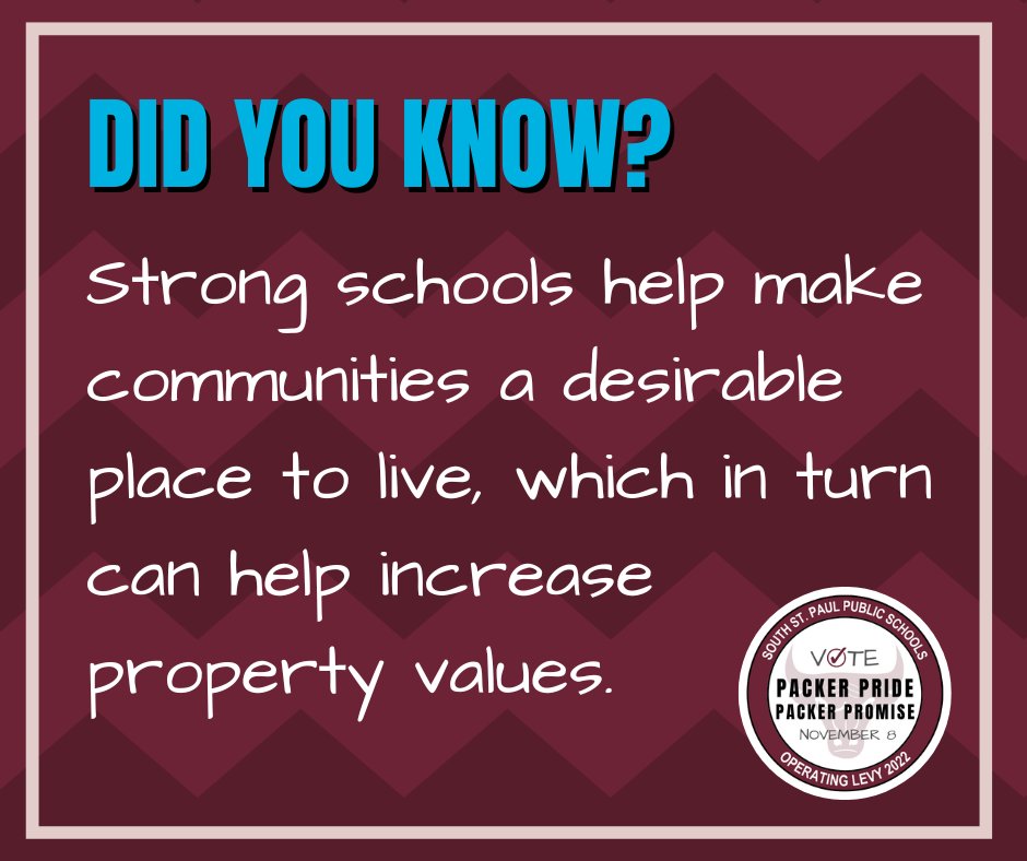 SSPPS6's tweet photo. Everyone in a community benefits from having quality schools through opportunities and increased property values. South St. Paul Public Schools offers programming for all residents, from birth through adulthood. #PackerPride #PackerPromise https://t.co/cd5hhEW6Iy