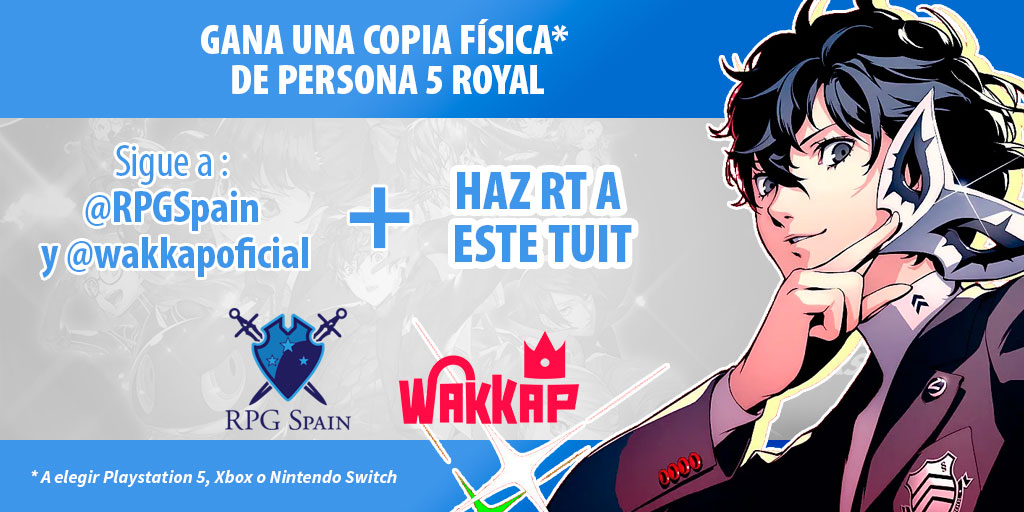 RpgSpain's tweet image. 🎁¡SORTEO de Persona 5 Royal en físico, para la plataforma que elijas!

Vuelven los Ladrones Fantasma dispuestos a robarnos el corazón una vez más, y uno de vosotros tendrá la oportunidad de llevárselo a casa totalmente gratis 😍

🔄RT
☑️Sigue a @wakkapoficial y @RpgSpain