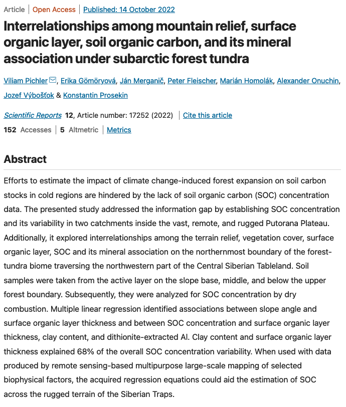 ViliamPichler's tweet photo. #Soil #Clay content and surface #OrganicLayer thickness explained 68% of the overall #SoilOrganicCarbon concentration variability in the world's northernmost #forest #biome.
Read the full paper https://t.co/msxBXcfM2d #NatureScientificReports
@AdaptiveForests https://t.co/gbnJQLFdOJ