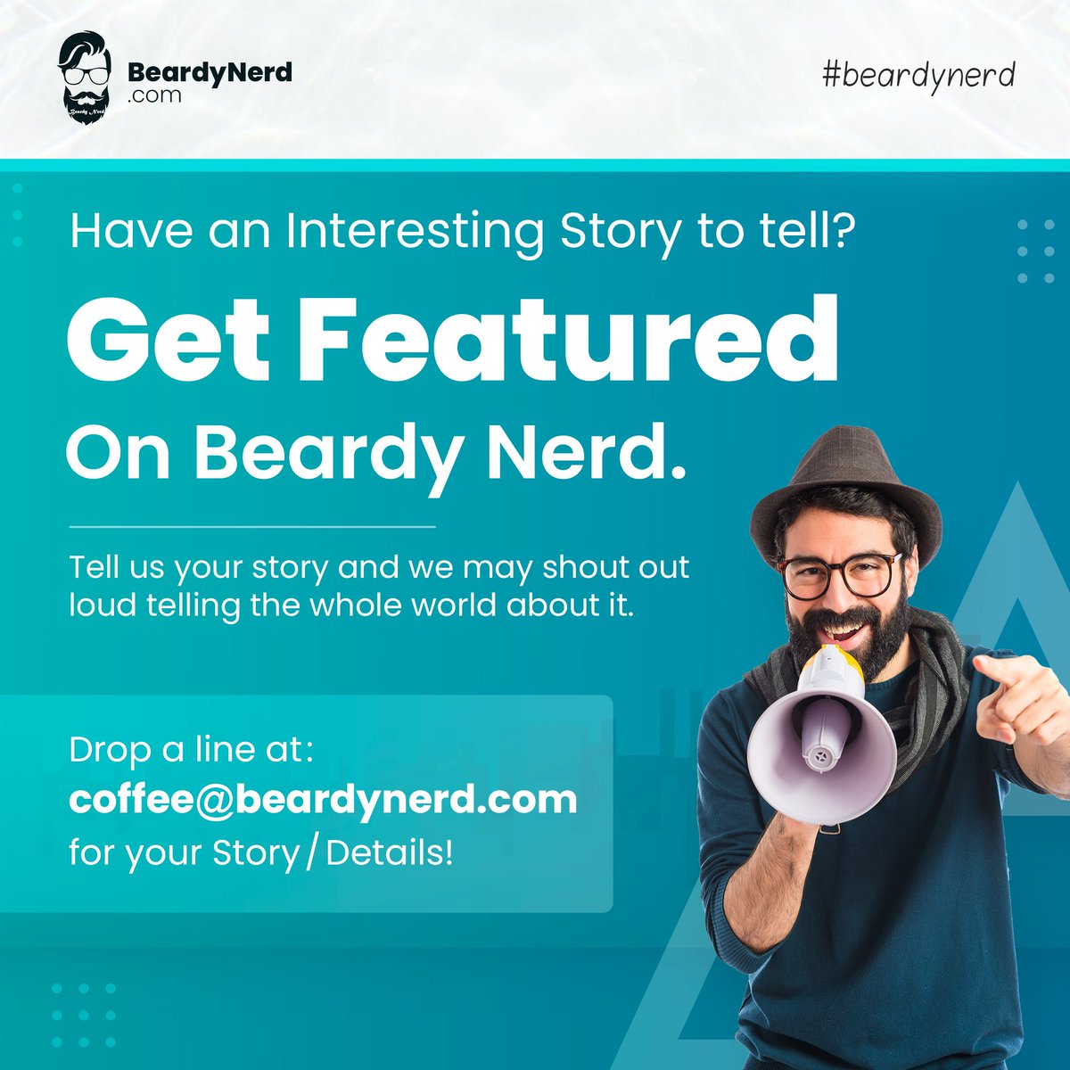 BeardyNerd's tweet photo. Have an interesting story to tell? 
.
.
We would love to feature your #sucessstory #failurestory #relationshipstory #officestory #startupstory #strugglestory #videostory #textstories #nft #nfts #NFTGiveaways

.
.
Drop a message or shoot a mail at coffee@beardynerd.com for more! https://t.co/1PO9z7Livf