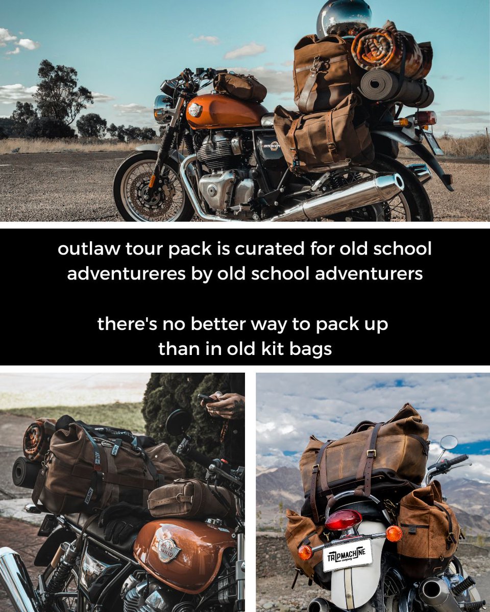 Introducing the outlaw tour pack

The complete pack for the old school adventure

check it out: tripmachinecompany.com/collections/ou… 
.
.
.
#Tripmachine #tripmachineco #tripmachinecompany #leathergoods #leather #motogoods #ridingleather #vintaghead #travel #motorcycles #classicmotoculture