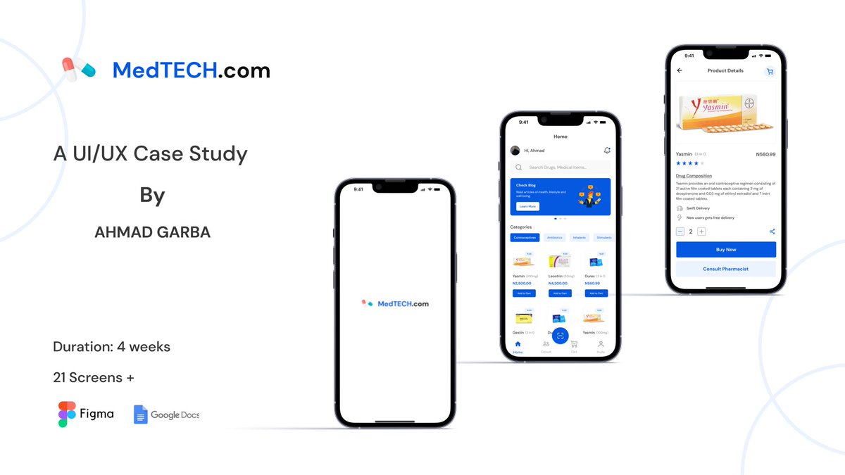 Hello everyone 

I just completed this case study.. 
“Medtech” An e-commerce app for a pharmacy store.

Kindly check out the full work on behance: behance.net/gallery/155148…

Check thread for prototype video. 

Please RT 🙏🏾
#uidesign #uiux #uxcasestudy