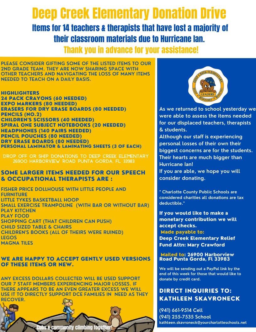 I know many schools/student councils collect donations around the holidays. There are some FL schools that lost everything. Any donations would be helpful. #shinebrightedison