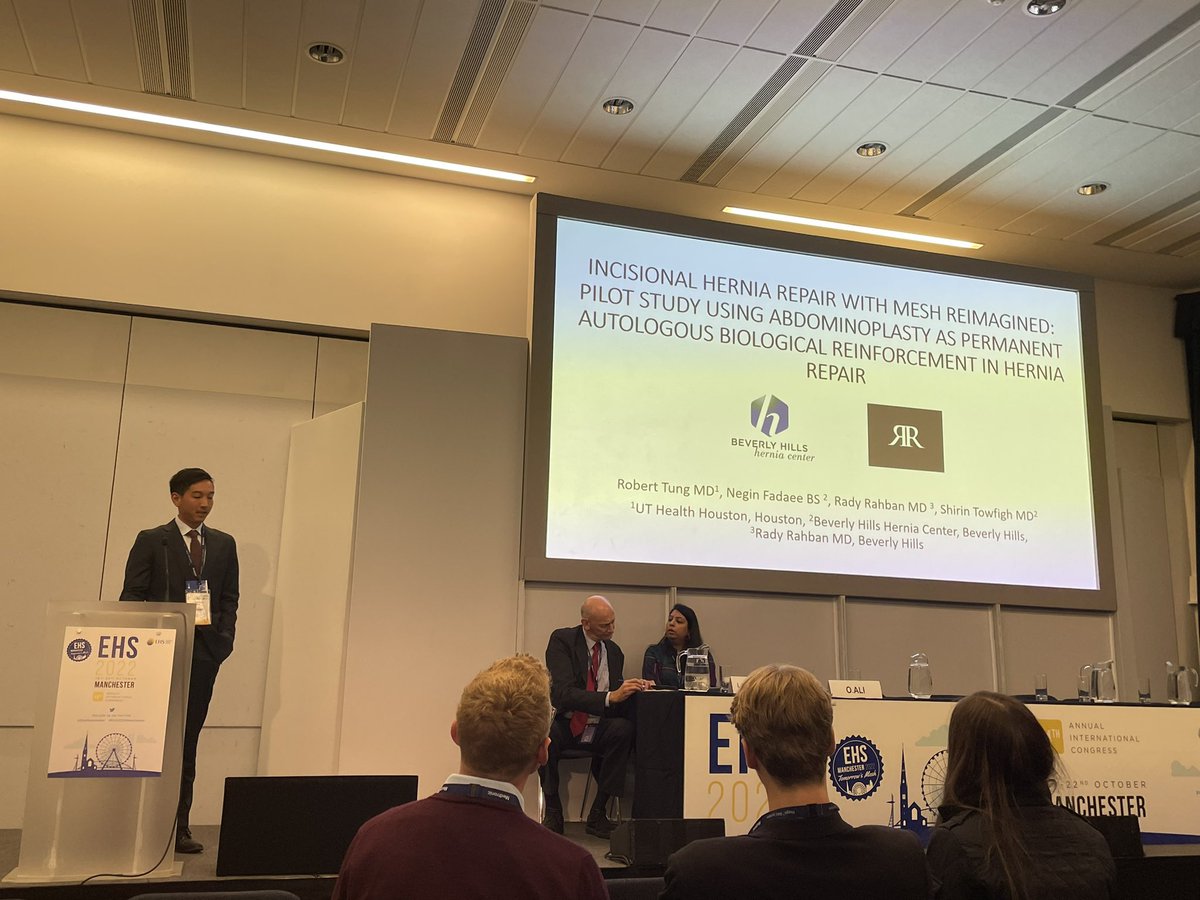 Herniadoc's tweet photo. 👏🏻👏🏻👏🏻Another fantastic job by Dr Robert Tung. He presented our experience in pushing the envelope to consider successful non-mesh incisional hernia repair. 

@eurohernias @RadyRahbanMD @EhsManchester #itsnotjustahernia @GenSurg_CS @neginfadaee https://t.co/L1RMzwcum4