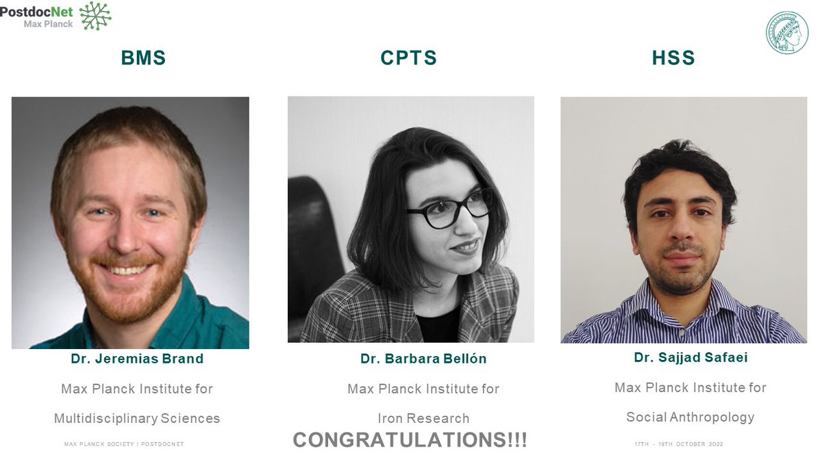 Max Planck Postdocnet (@mpgpostdocnet) on Twitter photo Congratulations 🙌 also to our section reps: <a href="/Jere_Brand/">Jeremias Brand</a> at <a href="/mpi_nat/">MPI for Multidisciplinary Sciences</a> for BMS, <a href="/barbelara_/">Barbara</a> at @MPIEisen for CPTS, and <a href="/SajjadSafaei0/">Sajjad Safaei, Dr. 🇮🇷</a> at <a href="/MaxAnthropology/">Max Planck Institute for Social Anthropology</a> for HSS Congratulations 🙌 also to our section reps: <a href="/Jere_Brand/">Jeremias Brand</a> at <a href="/mpi_nat/">MPI for Multidisciplinary Sciences</a> for BMS, <a href="/barbelara_/">Barbara</a> at @MPIEisen for CPTS, and <a href="/SajjadSafaei0/">Sajjad Safaei, Dr. 🇮🇷</a> at <a href="/MaxAnthropology/">Max Planck Institute for Social Anthropology</a> for HSS