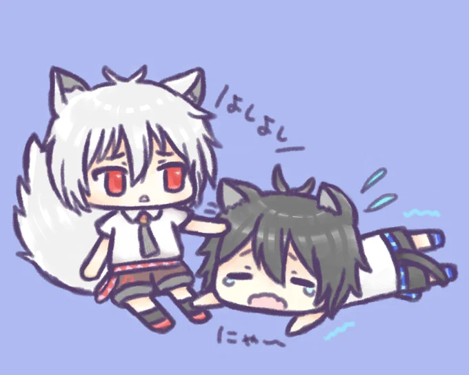 転んで泣いちゃったスズくんと慰めるコトくんを描きました#鈴音スズ #琴音コト #UTAU 
