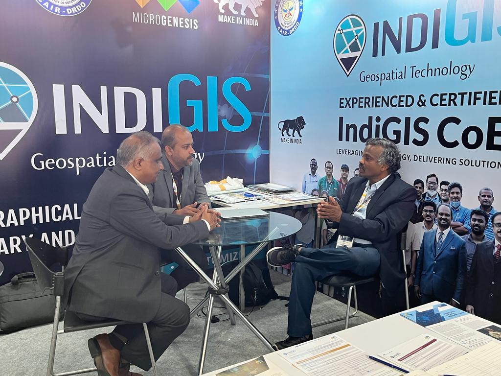 Mgtechsoft's tweet photo. Dr. Narayan Panigrahi, Scientist G, CAIR, DRDO. Visited #MicroGenesis Stall No: 7S.4 at HEC, Gandhinagar, Gujarat, and, discussed various possibilities and latest developments on the #IndiGIS

#DefenceExpo #PathToPride #IndiGIS #MGenatDefExpo2022 #MakeInIndia #IndiGISTechnology https://t.co/BLaC9U6SY5