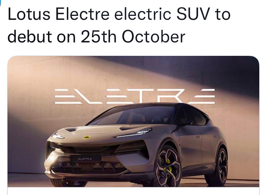 FernandoSued1's tweet photo. Y llega otro más eléctrico, #lotus #electre , #Tendencias #moda #ElectricVehicles , llámelo como ud quiera https://t.co/8of0ZdRa1w