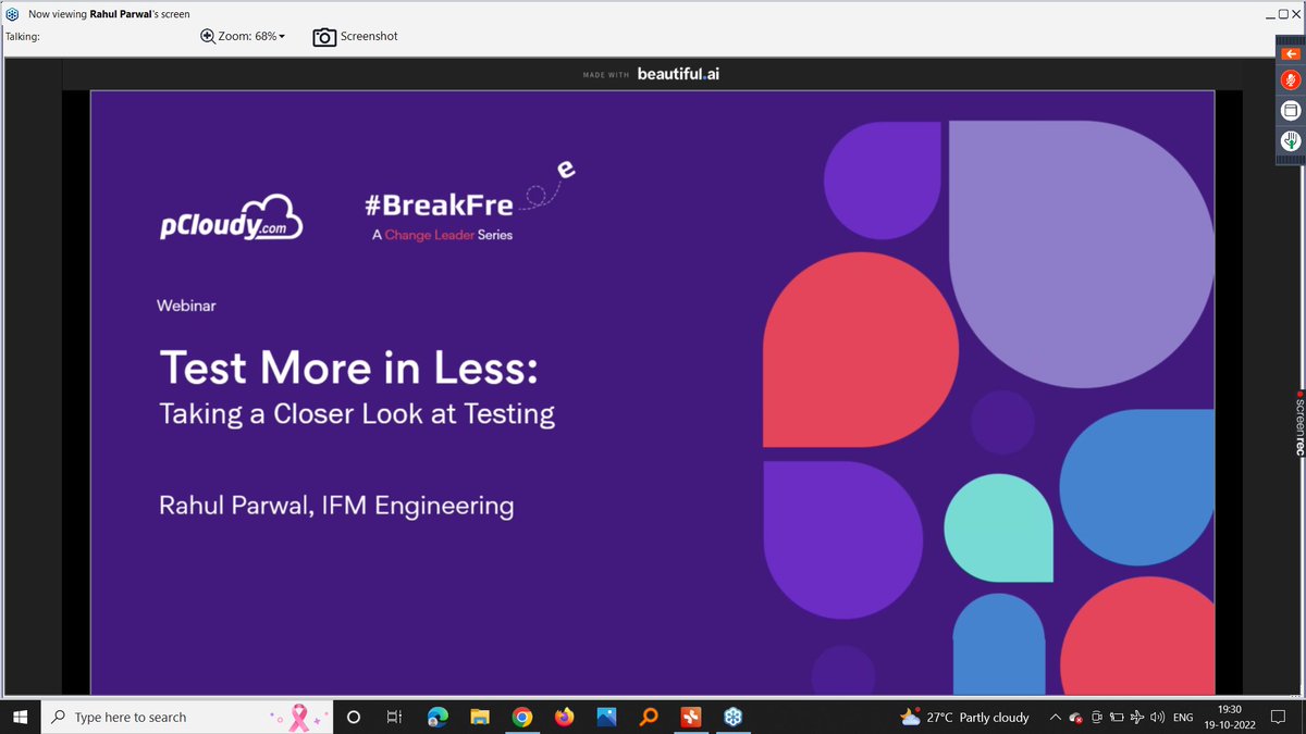 MDandibhotla's tweet image. Waiting for this session by @parwalrahul  to begin...
Hosted by @pcloudy_ssts  #BreakFre