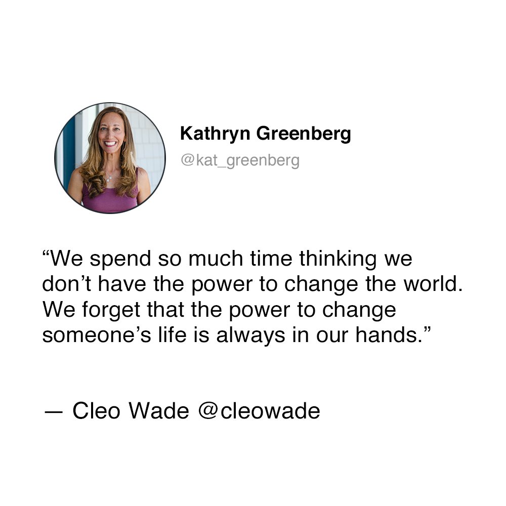 kat_greenberg's tweet photo. Every day. Every day. One soul at a time. #CleoWade https://t.co/thNlnq2odT