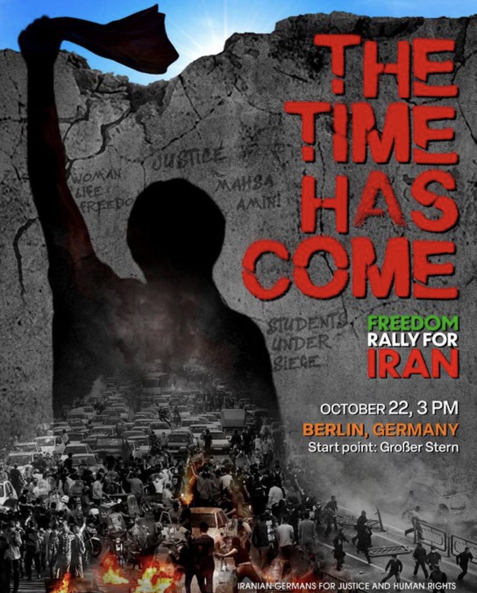 ShouraHashemi's tweet photo. Liebe Deutschland-Bubble, diese Demo am kommenden Samstag in Berlin wird richtig groß. In den iranischen sozialen Netzwerken freuen sich alle über dieses Zeichen der Solidarität. #IranProtests2022 #IranRevolution https://t.co/v5OuDY3ih2