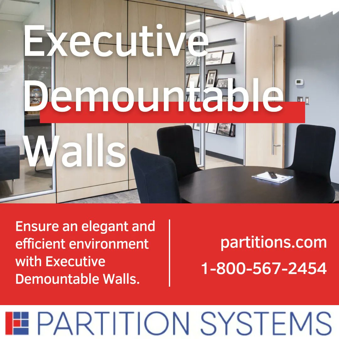 PartitionSys's tweet photo. #ExecutiveDemountableWalls can #evolve with your company, allowing you to recreate your space to include #meetingrooms, #privateoffices, and more… and install them according to your needs. Call #PartitionSystems today at 1-800-567-2454 to get started! https://t.co/X27hbnUvn1