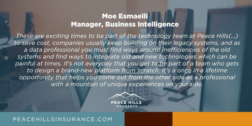 PeaceHillsIns's tweet photo. Peace Hills Insurance is experiencing growth in all facets of the company. When asked, our BI Manager Moe Esmaeili, spoke on what specific growth in the company is gaining his excitement.

#InsuranceLife #CorporateCulture #PeaceHills #TechnologyImprovements https://t.co/IY51XWbY2X