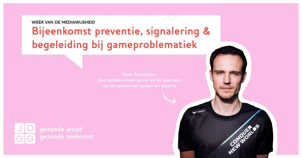 Donderdagavond 10 november geeft <a href="/KoenzNL/">Koenz</a> van 20:00 tot 21:00 uur een #Webinar voor professionals over #gaming en #gameverslaving. Je kunt deze bijeenkomst zowel online als fysiek (<a href="/biebgooienmeer/">BiebGooienmeer</a>) bijwonen. jogg.nl/nieuws/doe-ins…
#WeekvandeMediawijsheid <a href="/JOGGNL/">JOGG</a> <a href="/iedermediawijs/">Iedereen mediawijs</a>
