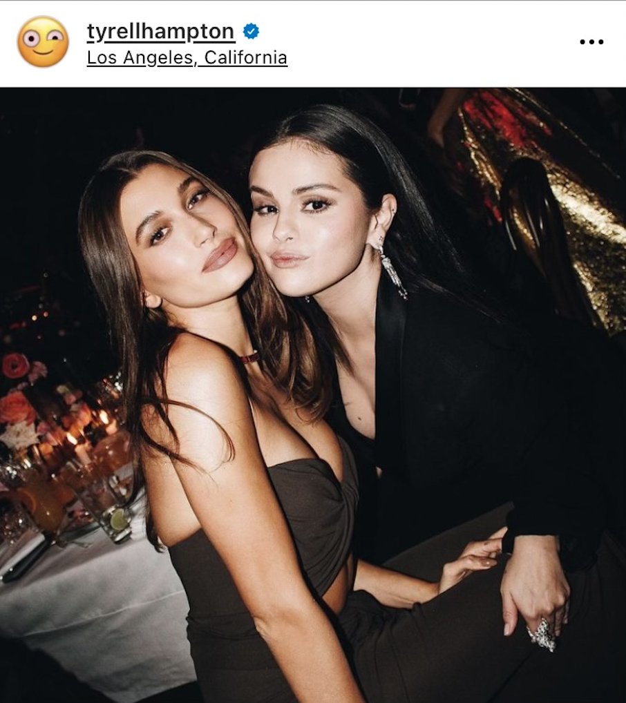 kmichel_BU's tweet photo. Photographer, @tyrellhampton12, captured this iconic moment of Hailey Bieber and Selena Gomez after years of conspiracy theories about the pairs' hatred of one another. The photo has been flooding the media, and will go down in history for Gen Z. #2022CM707 @MGDowding https://t.co/UCrpCWuvAk