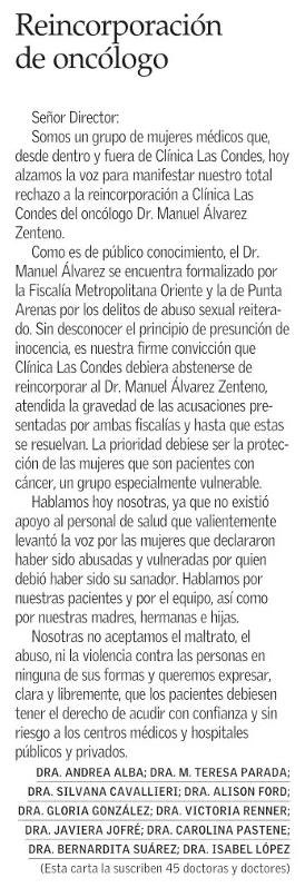 ACHAGO_CL's tweet photo. Desde ACHAGO, adherimos a lo manifestado por este grupo de 45 médicos y médicas. 

Es completamente repudiable que se adopten medidas que vulneran los derechos de los pacientes, en aquellos espacios que están llamados a cuidarlos y cobijarlos. 
#ClinicaLasCondes 
#AbusadorSexual https://t.co/c8ZreRhCdz