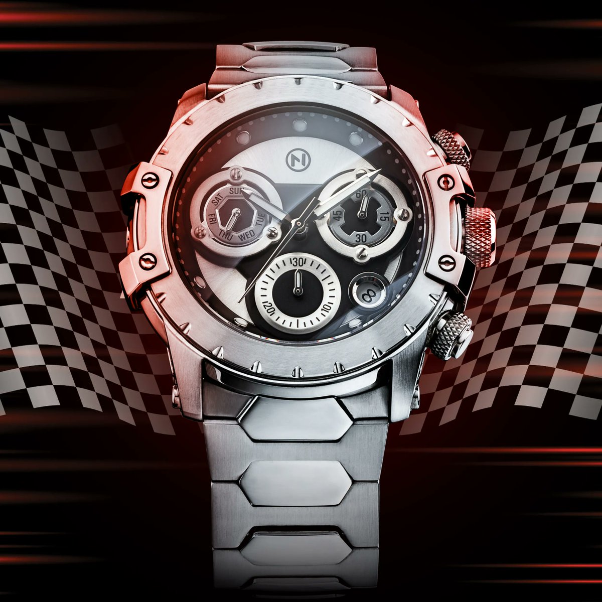 NoveWatch's tweet photo. Slim and aggressive, the Modena Chronograph watch is sure to turn heads.  
.
BUY NOW 👉 https://t.co/mJIkzdrksZ https://t.co/FuF13M661b