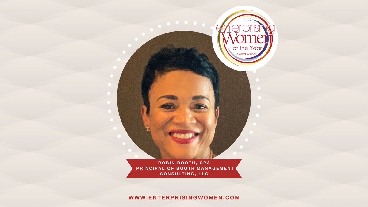 Congratulations to 2022 Enterprising Women of the Year Award winner Robin Booth, CPA,  Principal of Booth Management Consulting

Read more ➡️ enterprisingwomen.com

#enterprisingwomen #ewawards2022 #RobinBoothCPA #BoothManagementConsulting