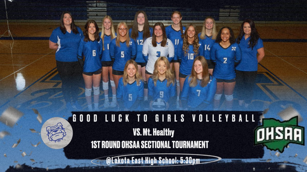 HHSBigBlueAD's tweet photo. Good Luck to our Volleyball team as they play in the first round of tournament play today vs. Mt. Healthy @ Lakota East High School. Match starts at 5:30pm. Tickets available at https://t.co/MQaAEtHeeR https://t.co/6ERzF6NIbl