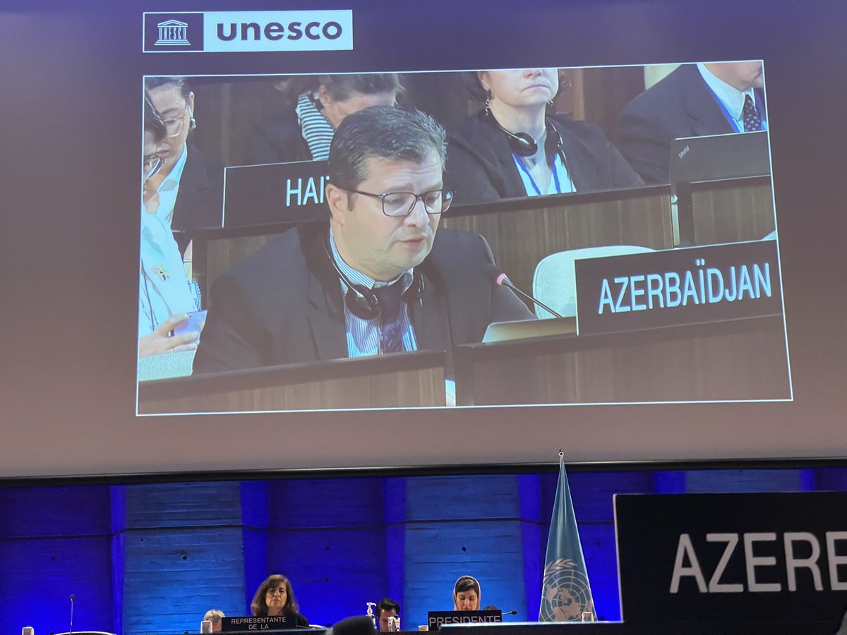 news_az's tweet photo. #UNESCO unanimously adopts #Azerbaijan’s draft decision on “#BakuProcess”
https://t.co/Q7cZKDaG7O @AzDelUnesco @elmanabdullayev https://t.co/TONL4bY9y3