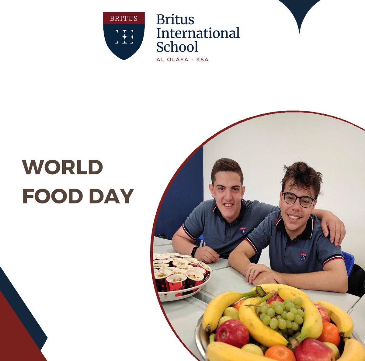 Britus_AlOlaya's tweet photo. On World Food Day, we celebrate to create a healthier future for our students! we are making sure that students are eating healthy, fresh food in the classroom.
#WorldFoodDay #Students #education #britus #ksa #riyadh #schools https://t.co/DwgIfMDrZu
