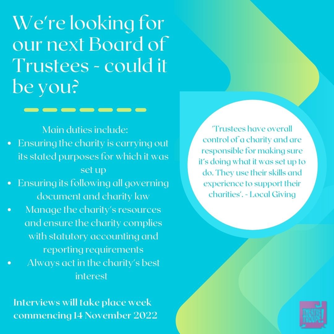 TheatreTroupeUK's tweet photo. We are looking for inspirational, dedicated board members to join our Theatre Troupe family and support us to make the best work with can!

Could this be you? 
Drop us an email via info@theatretroupe.org for more info or to request a recruitment pack! 
#JoinTheTroupe https://t.co/Wyw46cTeZH
