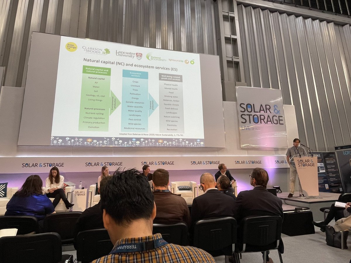 Great turnout for our Nature and Solar Energy panel session at <a href="/SolarStorageUK/">Solar & Storage Live</a> where Fabio gave a broad overview of some of the work we do - head over to M26 to find out more!