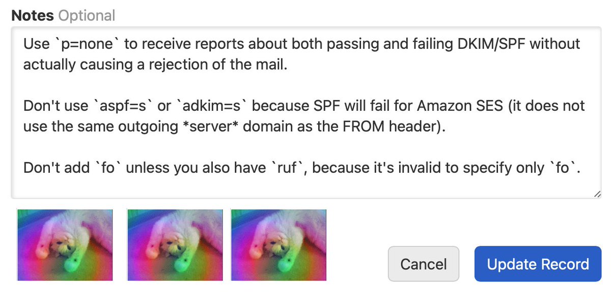 MeinEnsons's tweet photo. I see what you did there @dnsimple 💗

Thank you for adding custom notes on records so that we can avoid potential mistakes! We immediately started the party cat to celebrate the new feature 🥁🎹😻 https://t.co/rrrgxoEnkk