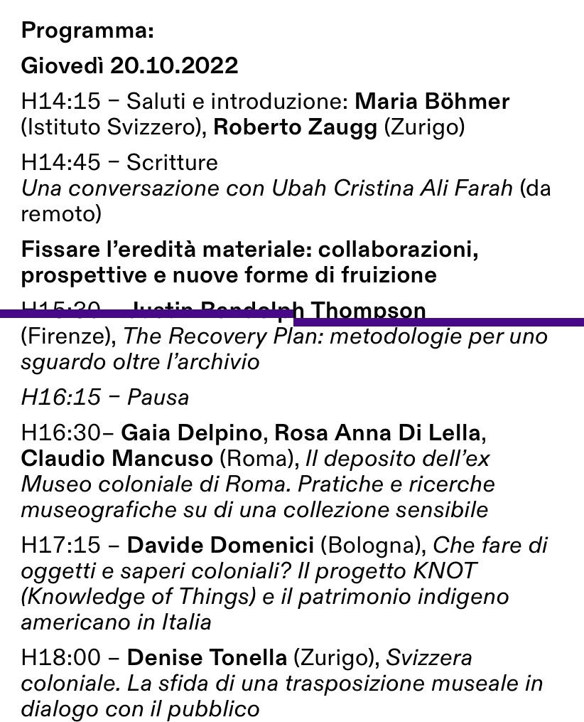 Ist_Svizzero's tweet photo. Date un'occhiata al programma della conferenza 'Intrecci globali e retaggi #coloniali in Italia: strategie di ‘public history’ tra #università, #musei e movimenti'!

Domani e venerdì all'Istituto Svizzero, via Liguria 20, Roma.
Registrarsi qui: https://t.co/wOIcyRjw7Q https://t.co/16gLCVYxJr