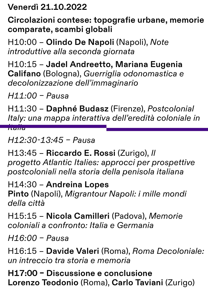 Ist_Svizzero's tweet photo. Date un'occhiata al programma della conferenza 'Intrecci globali e retaggi #coloniali in Italia: strategie di ‘public history’ tra #università, #musei e movimenti'!

Domani e venerdì all'Istituto Svizzero, via Liguria 20, Roma.
Registrarsi qui: https://t.co/wOIcyRjw7Q https://t.co/16gLCVYxJr