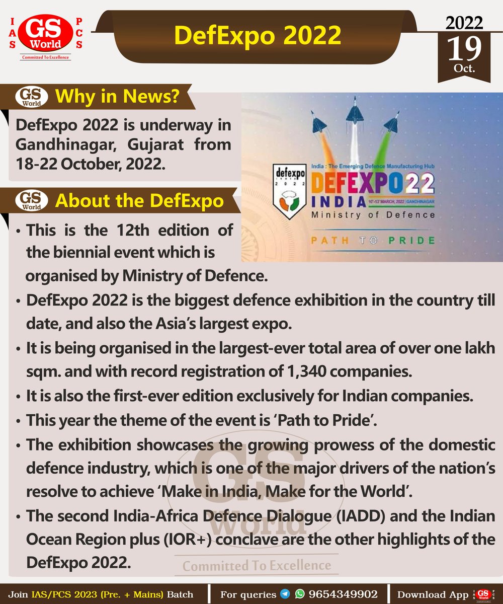 GSWORLDIAS1's tweet photo. #GSWORLD #IAS #UPSC #UPPCS #DefExpo #MinistryofDefence #Gujrat #MakinIndia #Defence #IADD #IOR+ https://t.co/OxEht6YZq1