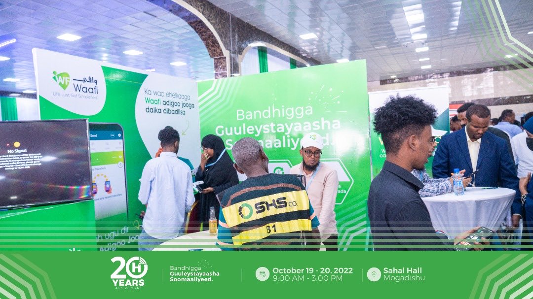 Abdirashid25's tweet photo. Bandhigga Guulaysataaysha waxaa barbar socda adeegyada ay shirkadda bixiso ee ugu horeeyo #WaafiApp oo ah Application fududeeyay bixinta biilasha. Waa app Halmeel aad ka wada maamulayso adeegyada maaliyadeed & wicitaan.
#Hormuud20yrs https://t.co/NU17UHdvl0