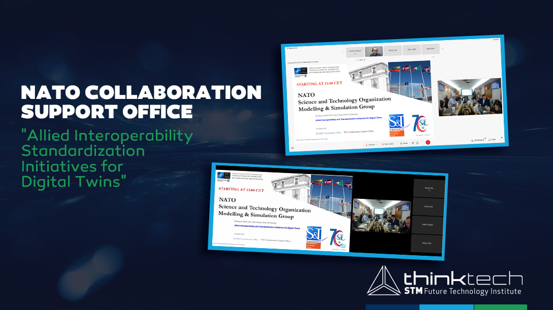 STM ThinkTech ekibi olarak, 10-11 Ekim tarihleri arasında, NATO Collaboration Support Office tarafından düzenlenen "Allied Interoperability Standardization Initiatives for Digital Twins" konulu çevrimiçi toplantıya katıldık. #NATO #DigitalTwins