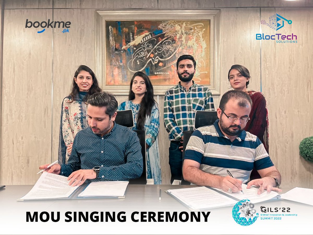 gils_22's tweet photo. MOU signing ceremony between @BloctechS & @bookme.pk
Connecting Today to the #Future!
https://t.co/9FfF5vqmfk
#gils22 #web3 #blockchain #nft #partnerships #MOU #bloctechsolutions #orbitadvertising #bookme #innovation #travelwithbookme #digital #blockchaintechnology https://t.co/0NLWTOUgdv