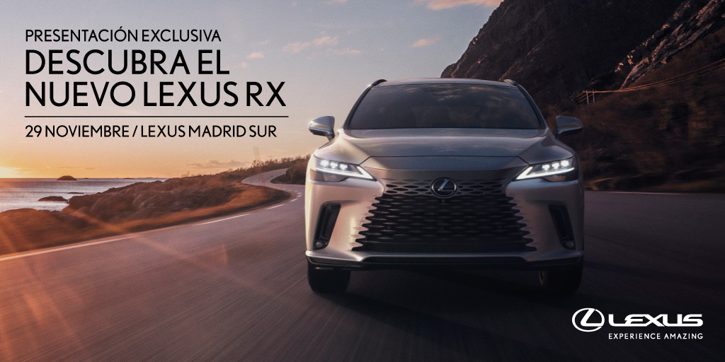 lexusmadridsur's tweet photo. Ya tenemos nueva fecha para disfrutar del nuevo SUV de lujo de Lexus. 
La última generación de RX llega a Madrid Sur. 
Descubre este híbrido en exclusiva el 29 de Noviembre en la Ciudad del Automóvil de Leganés.

#Lexus #LexusMadridSur #RX #RoadShowLexus https://t.co/hUyBkEQXSE