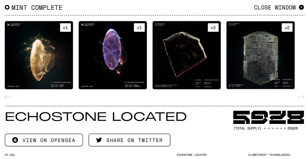 Zi99yS's tweet photo. Minted some EchoStones @CloneForceTM. 
Couple of human stones. One is luckily GOLD
#FTB #ForTheBlockchain #EchoStone https://t.co/KXDCJ3VDlv